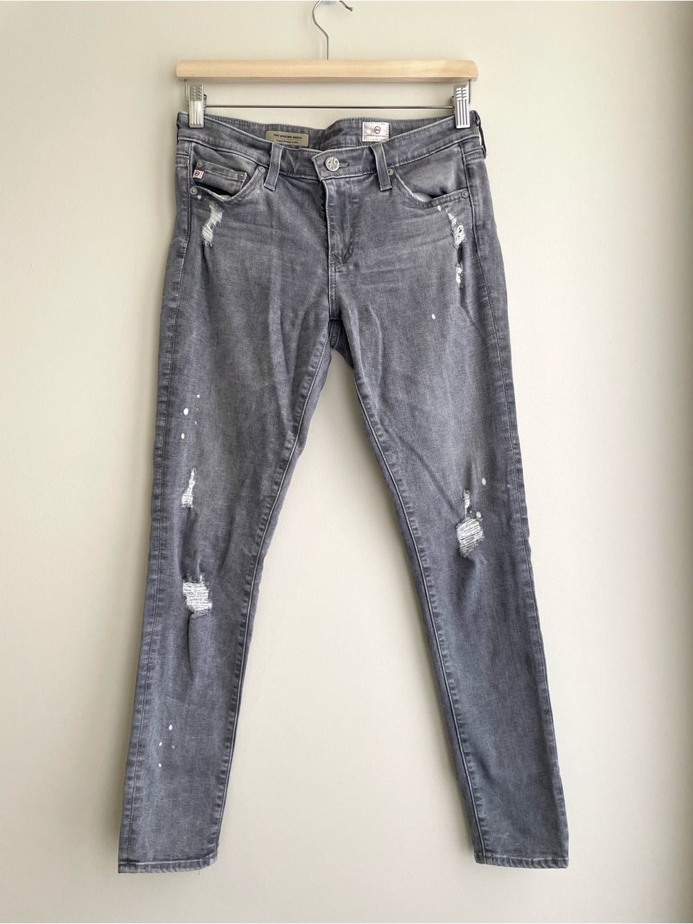 AG Adriano Goldschmied Gray Distressed Legging Ankle Super Skinny Y2K Jeans